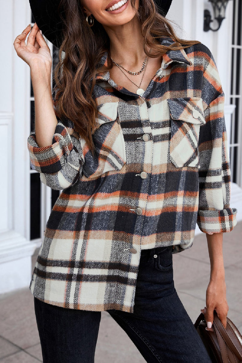 Brown Plaid Pocketed Shirt