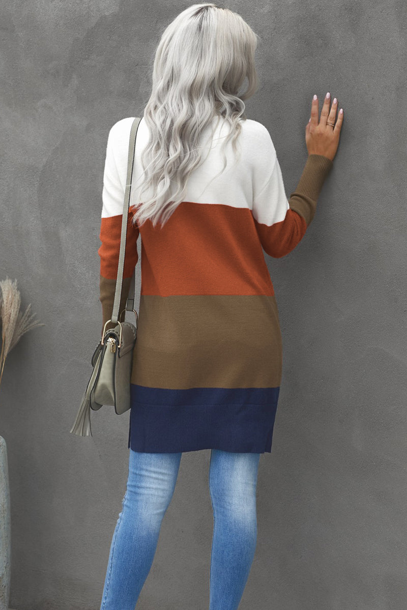 Colorblock Cardigan with Pocket