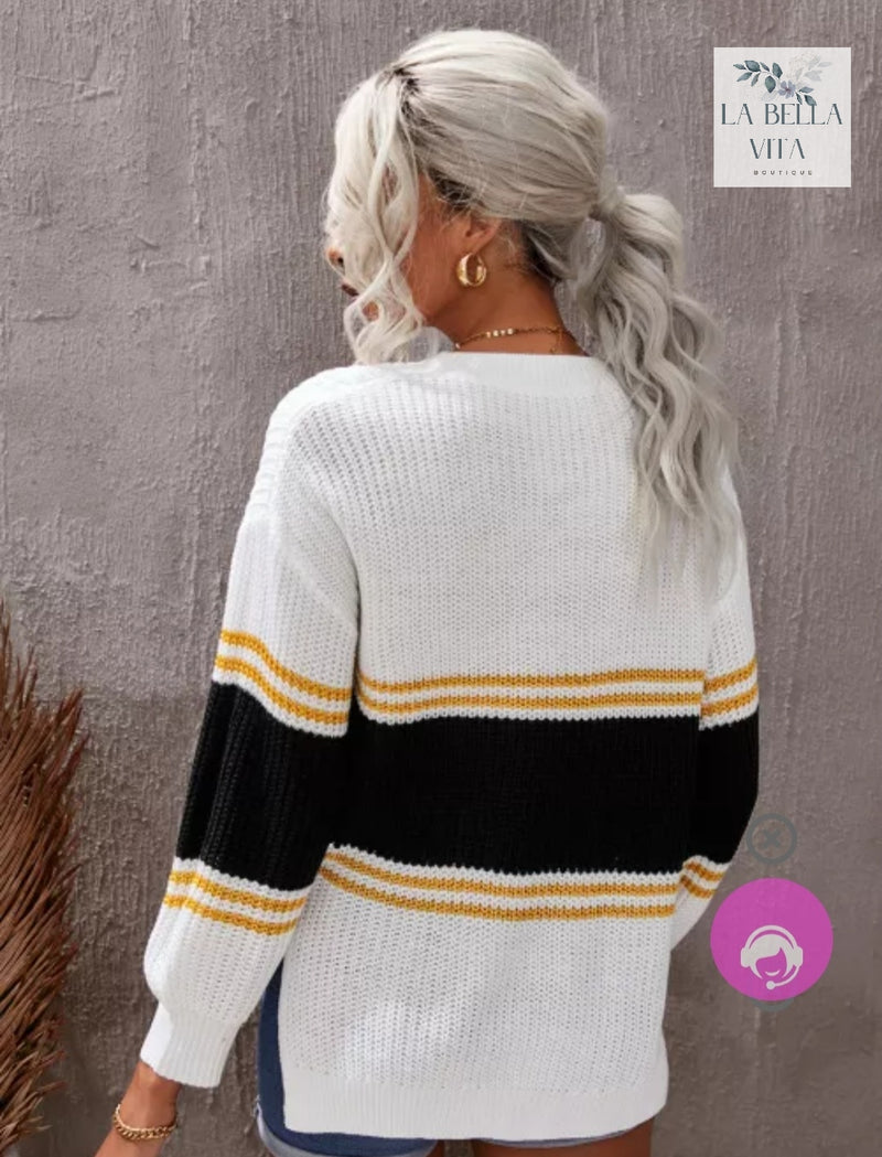 Block off shoulder sweater