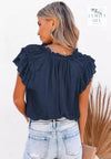 Blue cap sleeve top