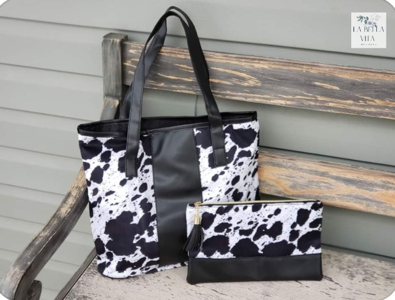 Cow tote 2 pc set