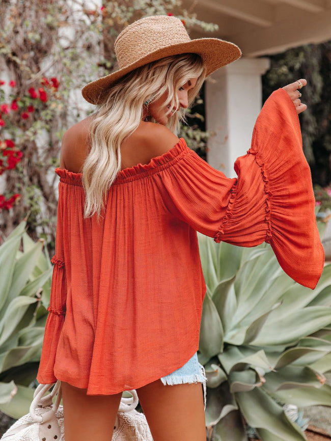 Flared sleeve, off shoulder top