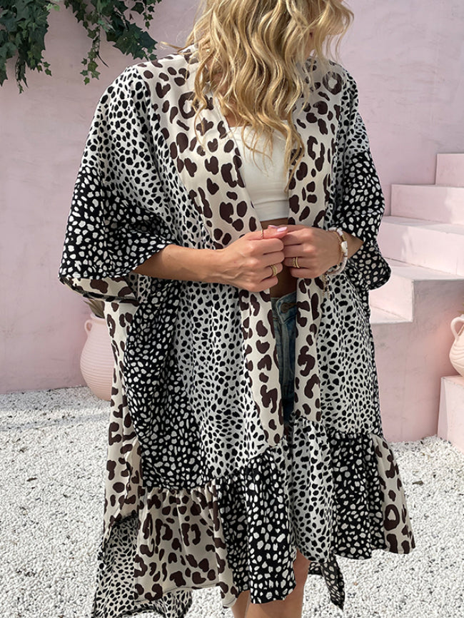 Leopard-Print Mid-Length Kimono