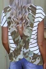 Back Cut Out Camo Trim Top